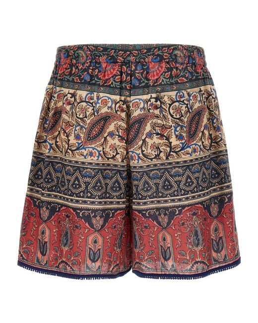 Valentino Red Paisley-Printed Button Detailed Shorts for men