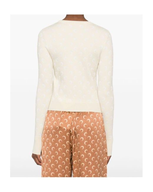 MARINE SERRE White Moon Jacquard Knit Fitted Jumper