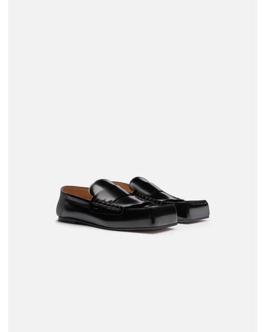 Jacquemus Black Leather Square-Toe Loafers