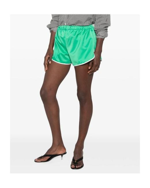 Frankie Shop Green Elastic-Waist Shorts