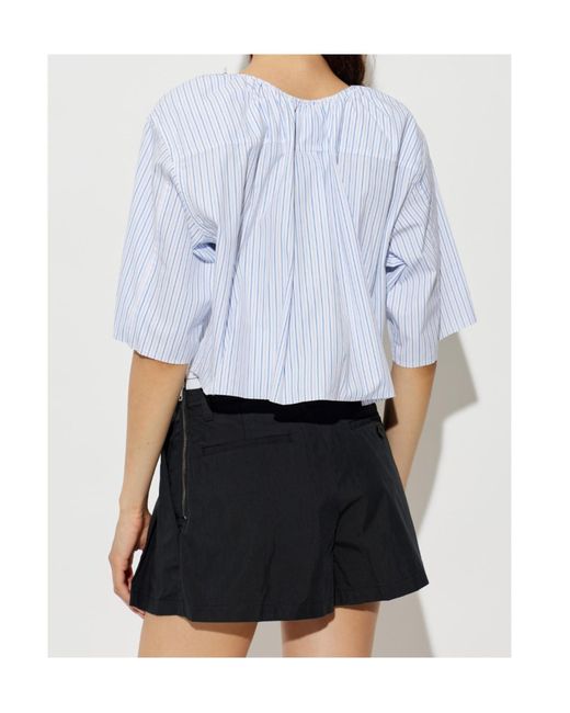 Alexander Wang Blue Off-Shoulder Cropped Shirt