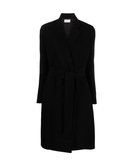 The Row Black Strap-Up Long-Sleeved Coat