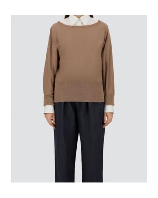 Herno Brown Sequinned Knitted Jumper
