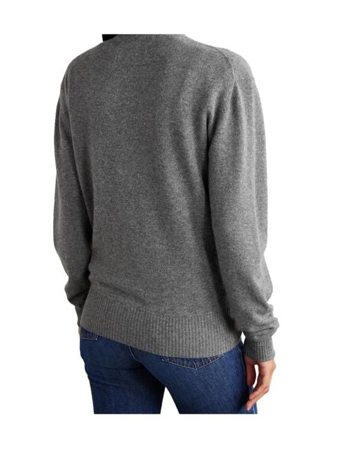 Totême Gray Ribbed-Cuff Cashmere Sweater