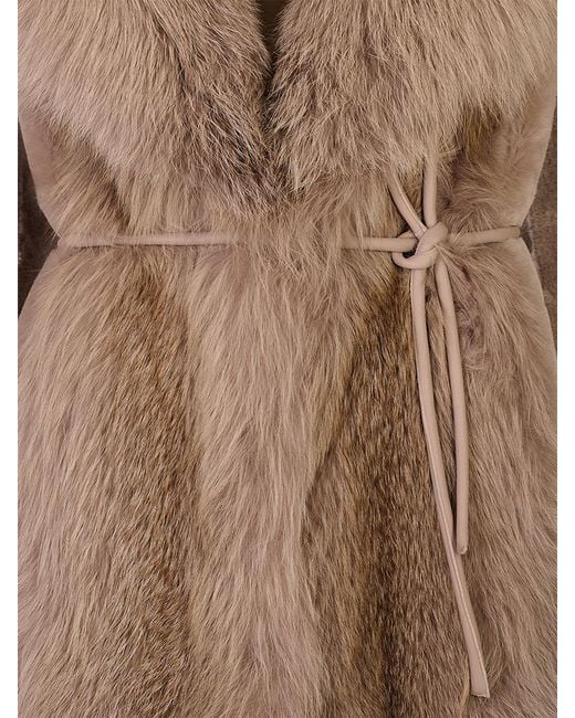 Blancha Brown Long-Sleeved Fur Coat