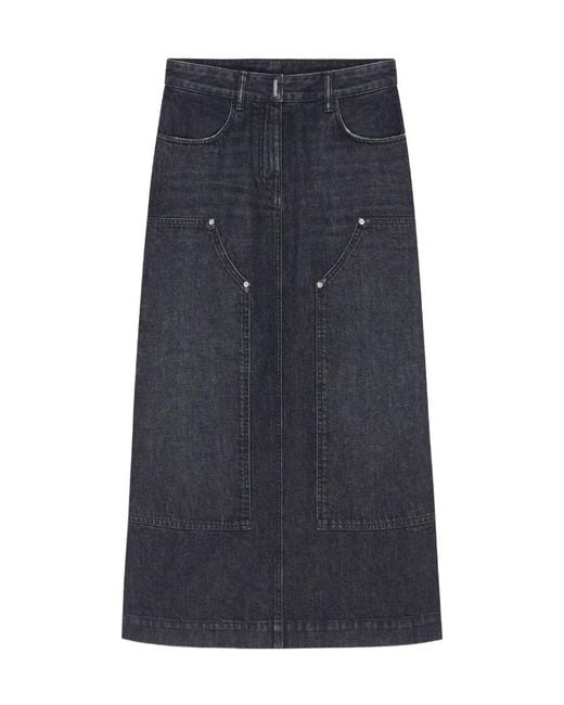 Givenchy Blue Denim Midi Skirt