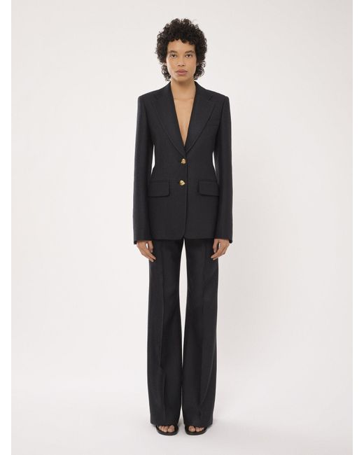 Chloé Blue Chloé Single-Breasted Tailored Jacket