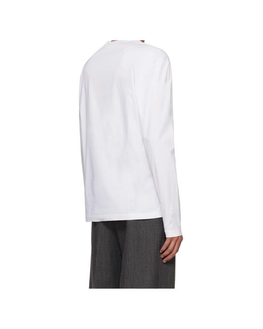 Jil Sander White Ogo Flag Long Sleeve T-Shirt for men