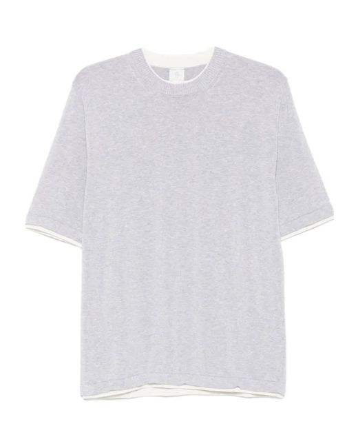 Eleventy White Layered-Detail T-Shirt for men