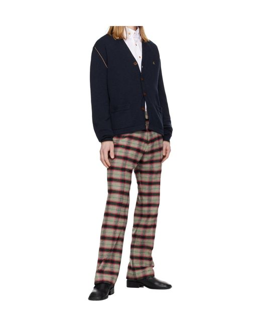 Vivienne Westwood Blue Orb Embroidered V-Neck Cardigan for men