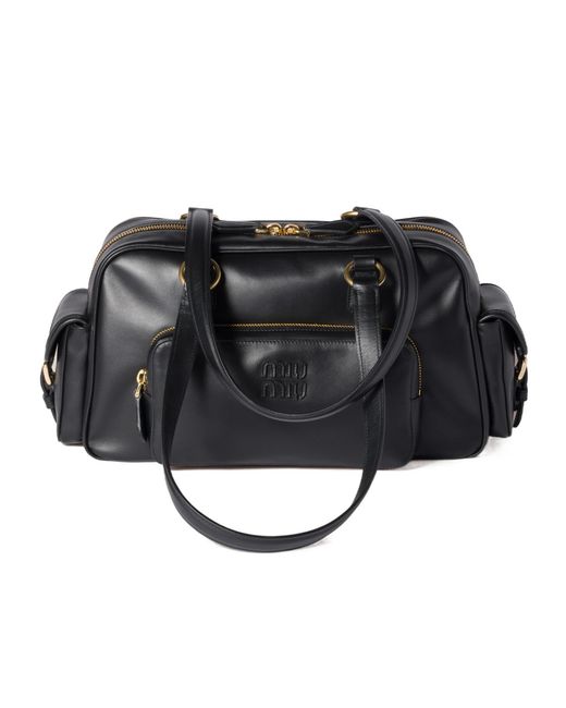 Miu Miu Black Pocket Nappa Leather Top-Handle Bag
