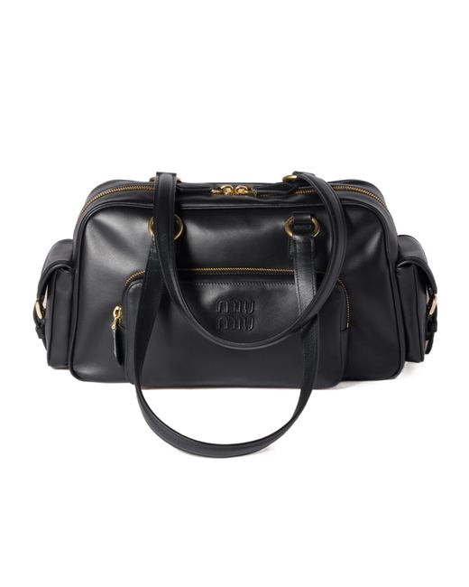 Miu Miu Pocket Nappa Leather Top-Handle Bag in Black | Lyst Miu Miu Pocket Nappa Leather Top-Handle Bag in Black | Lyst