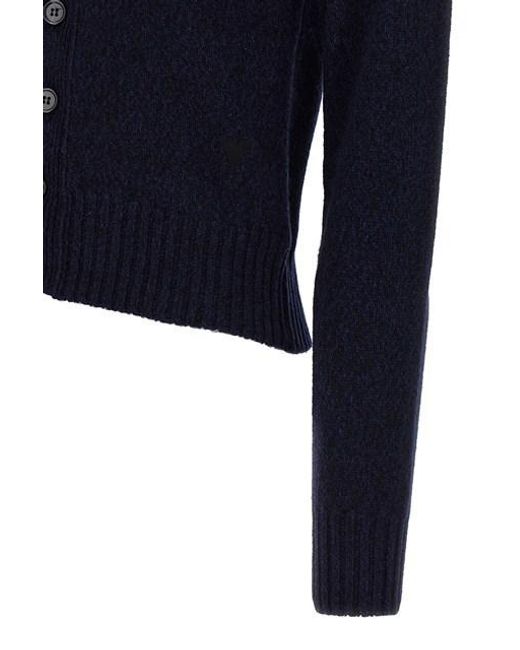 AMI Blue Button-Up Knitted Cardigan for men