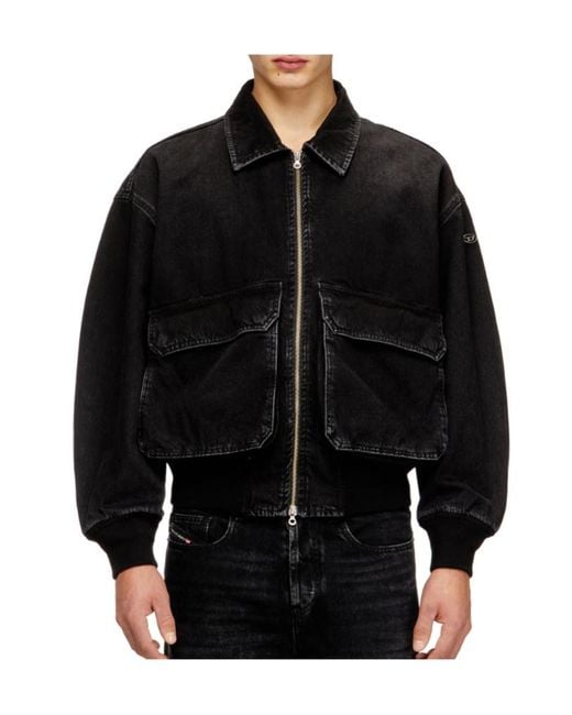 DIESEL Black D Kurz Utility Jacket for men
