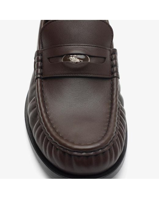 Burberry Brown Cadet Gathered-Detail Loafers for men