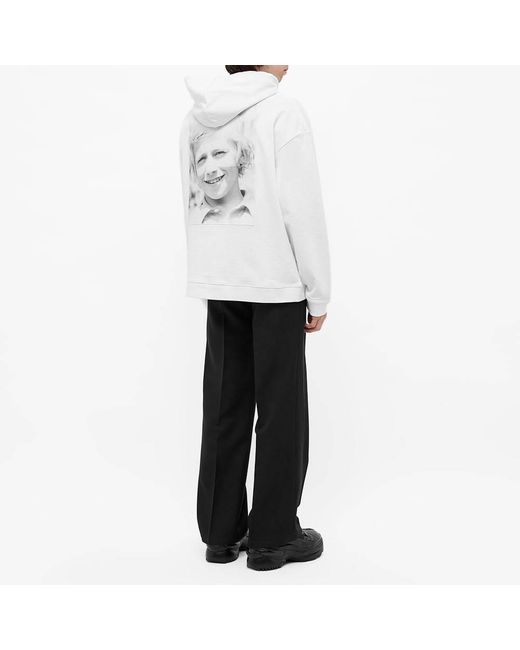 Raf Simons White Chest-Print Hooded Sweatshirt for men