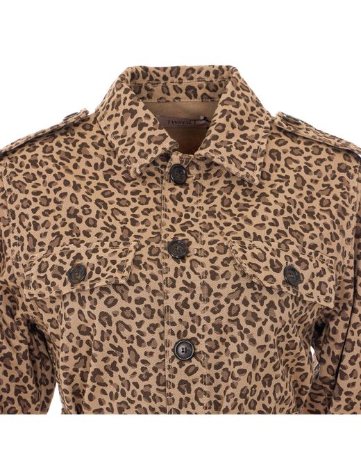 Twinset Brown Leopard-Print Belted Jacket