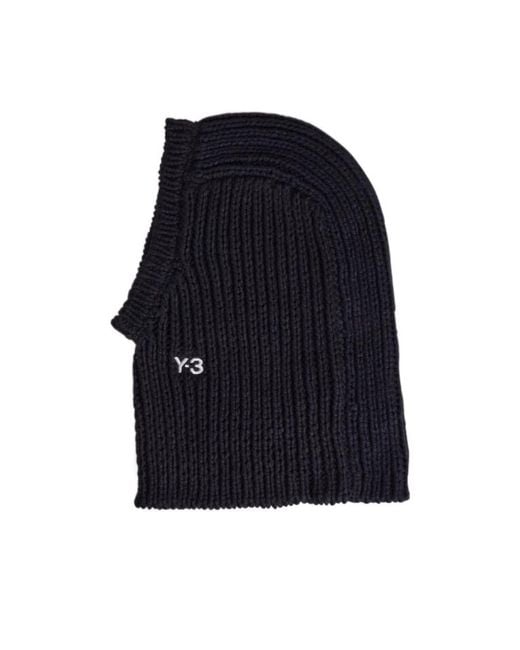 Y-3 Blue Logo Embroidered Knitted Hood for men