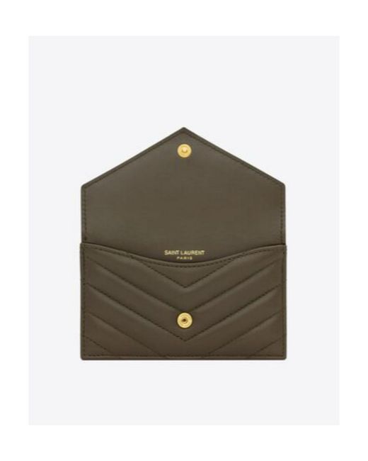 Saint Laurent Gray Cassandre Matelassé Flap Card Case