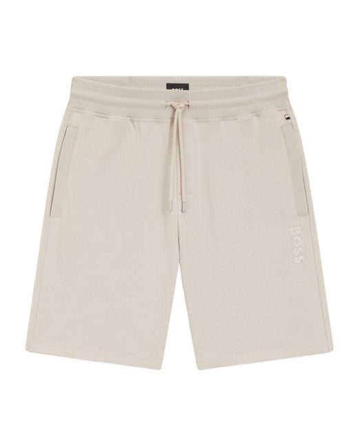 Boss White Fleece Shorts for men