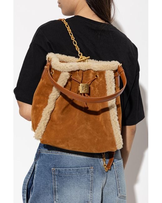 Balmain Brown Drawstring Backpack