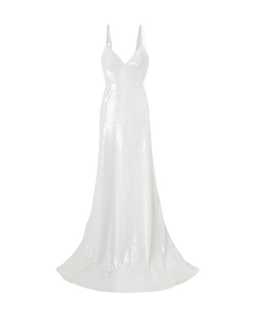 Alex Perry White Sequin Tulle Dress