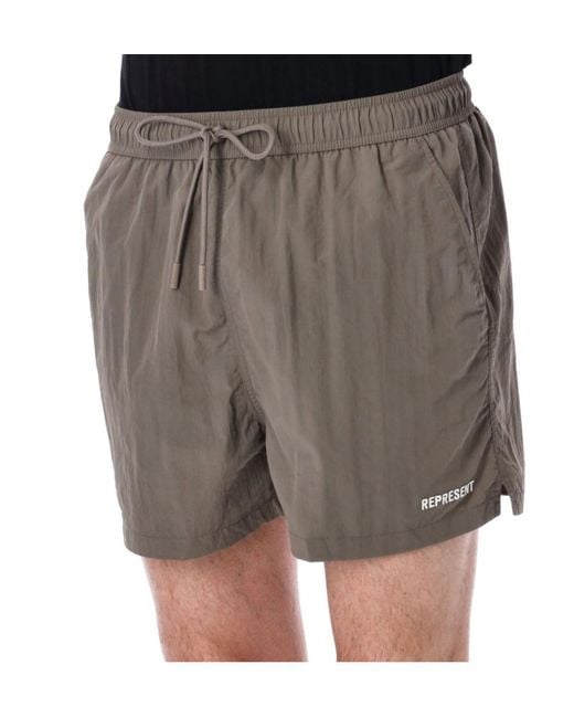 Represent Gray Core Logo Swim Shorts for men