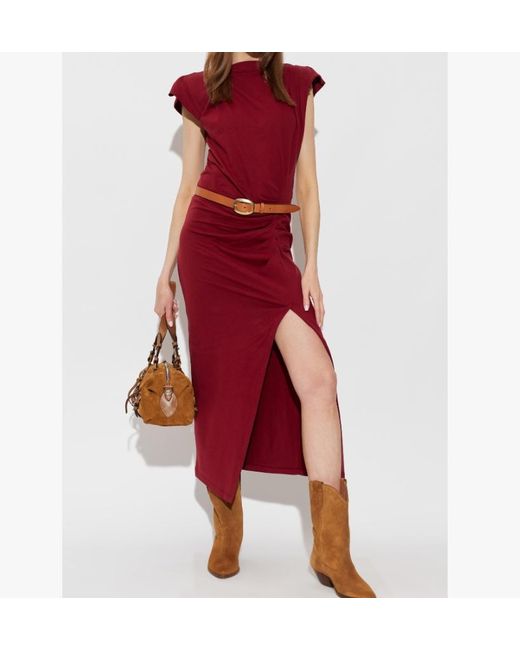 Isabel Marant Red Nadela Ruched Midi Dress