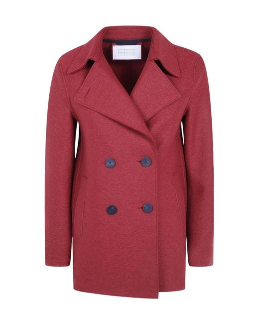 Harris Wharf London Red Double-Breasted Cropped Coat