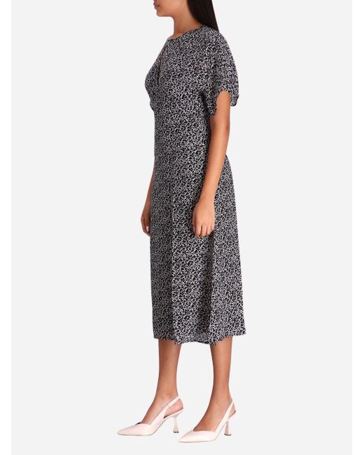 Michael Kors Gray Abstract-Print Midi Dress