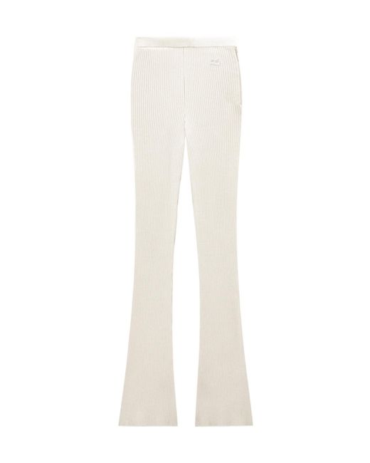 Courreges White Ribbed-Knit Flared Trousers