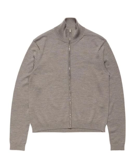 Acne Gray Zip-Up Bow Logo Cardigan for men