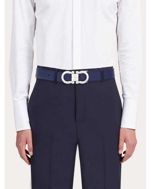 Ferragamo Blue Double-Sided Belt for men