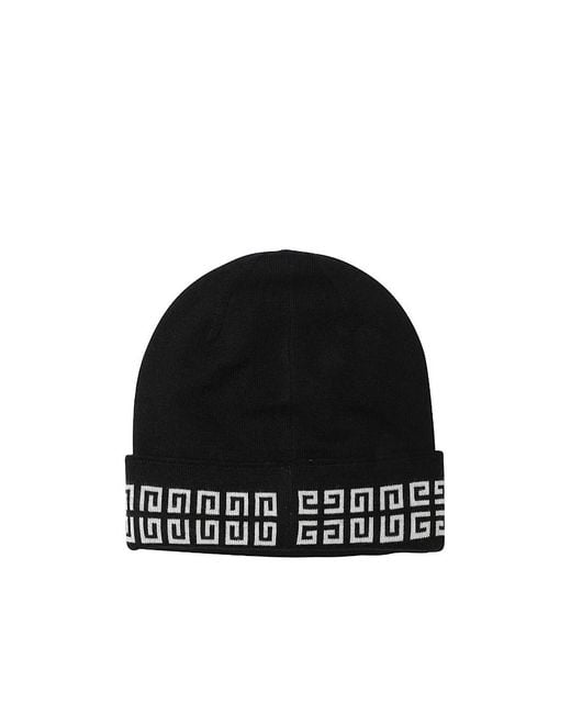 Givenchy Black Logo-Print Knitted Beanie for men