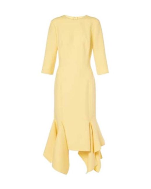 Oscar de la Renta Yellow Wool-Blend Midi Dress
