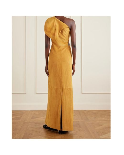 Gabriela Hearst Metallic Kallen Hooded Suede Maxi Dress