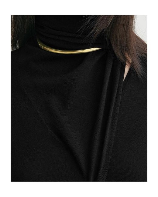 Totême Black Totme Scarf Detailed Long-Sleeved Jumper