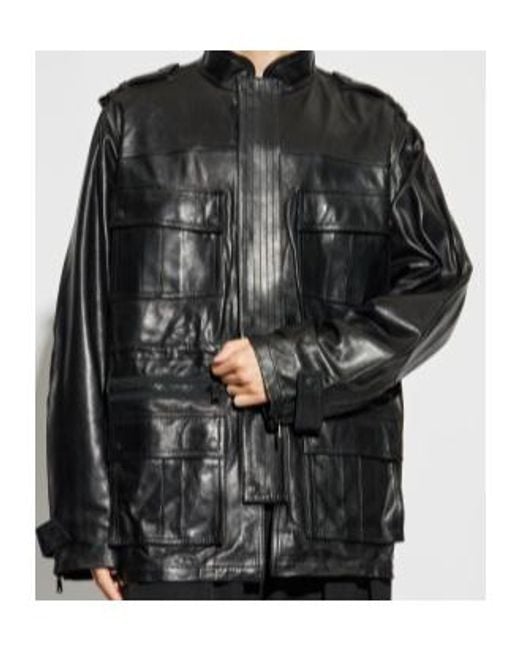 Balmain Black Oversized Leather Jacket for men