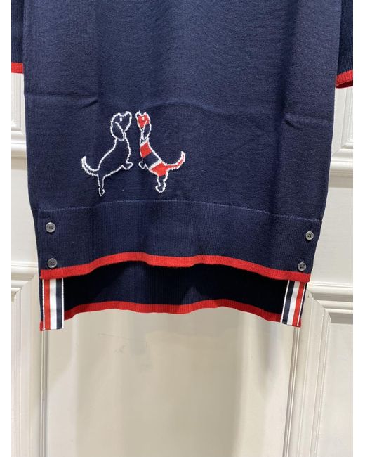 Thom Browne Black Hector Icon 4-Bar Stripe Intarsia-Knit Polo Dress