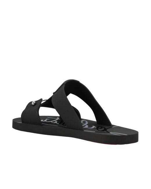 Christian Louboutin Black Zakouski Logo Strap Slides for men