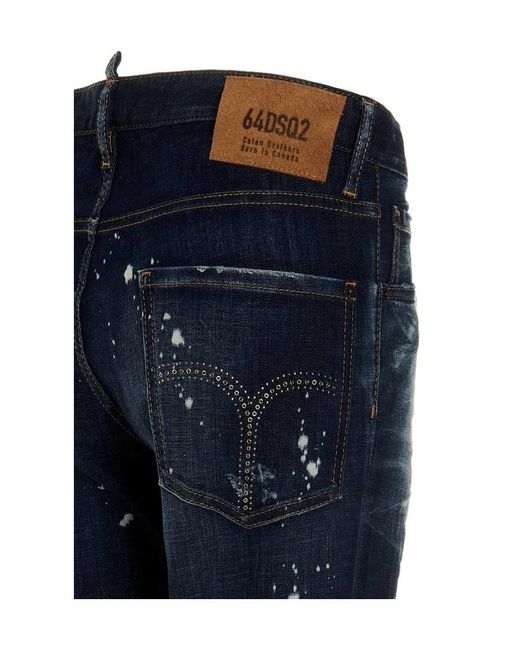 DSquared² Blue Distressed Skinny Jeans for men