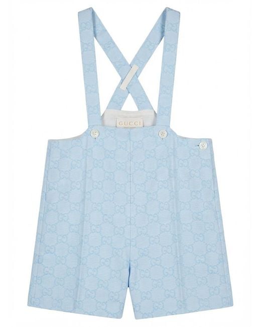 Gucci Blue Baby Gg Cotton Jacquard Overall