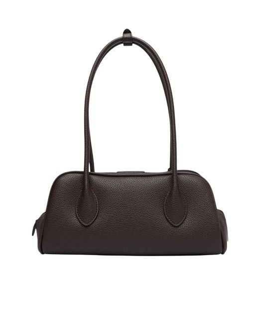 Calvin Klein Black Grained-Leather Logo-Charm Shoulder Bag