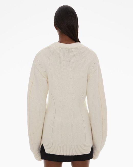 Helmut Lang White V-Neck Button-Up Cardigan