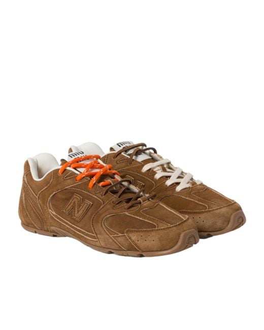 Miu Miu Brown X New Balance Lacing Low-Cut Casual Shoes
