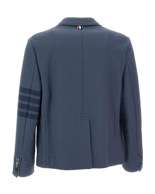 Thom Browne Blue Striped-Sleeve Cotton Blazer for men