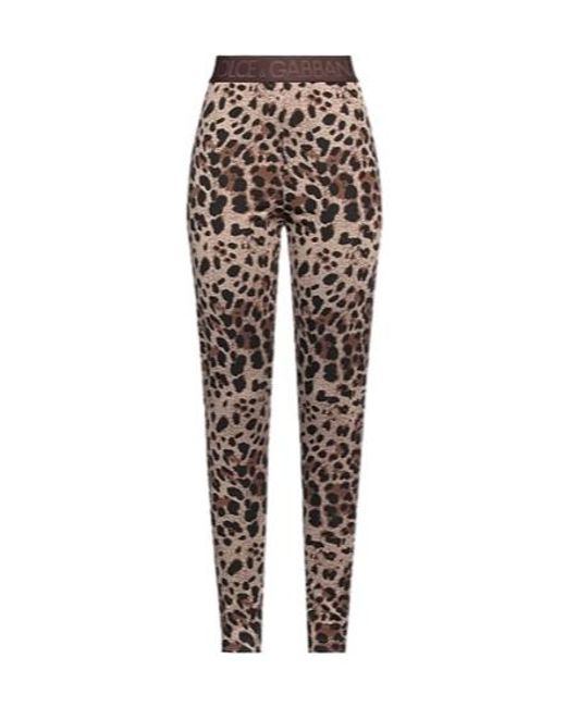Dolce & Gabbana Natural Leopard Print Knitted Pants