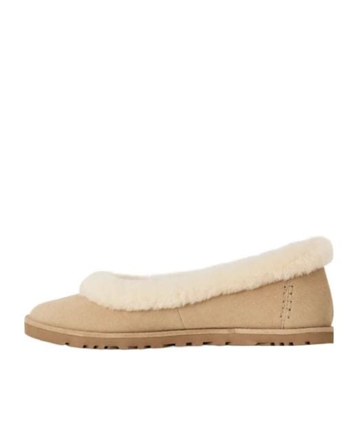 Ugg Natural Zora Shearling Trim Ballet Flats