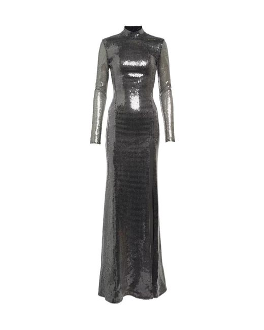 David Koma Multicolor Sequined Mockneck Gown