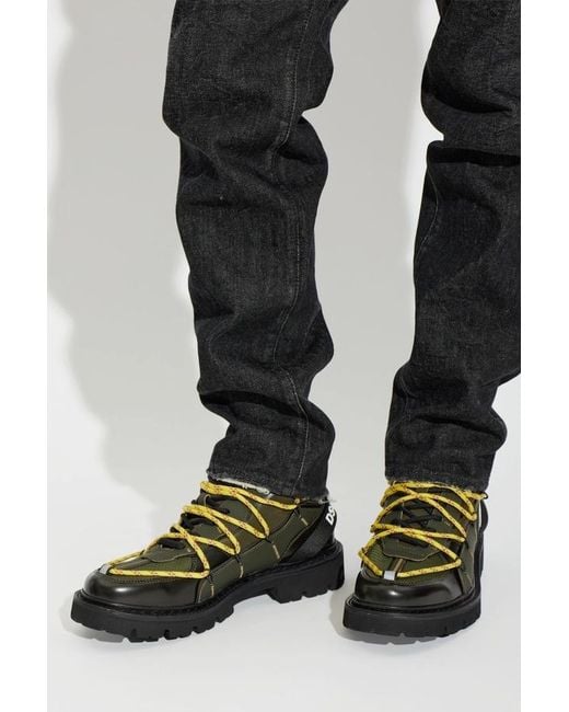 DSquared² Green Lace-Up Ankle Shoes for men